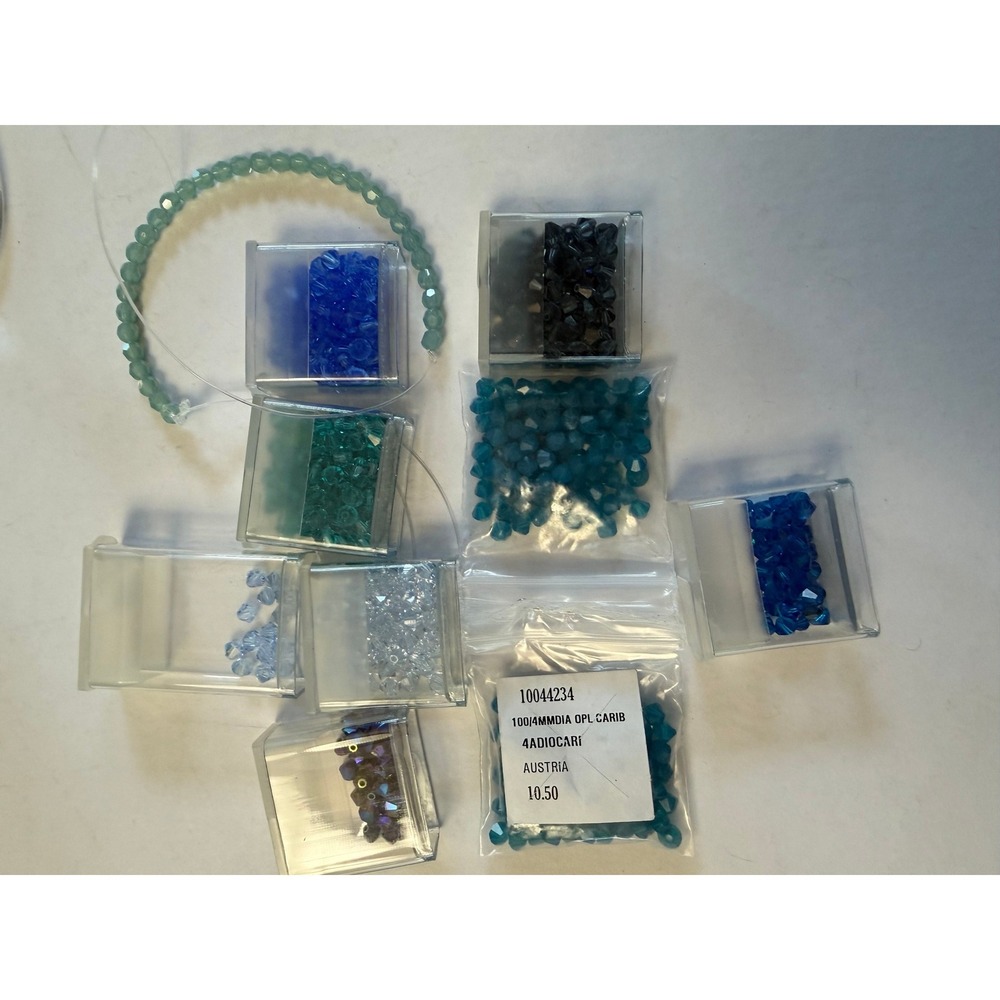 Austrian Crystal Bicone Bead Lot 4mm Blue Full, Partial Packs Jewelry DIY Craft